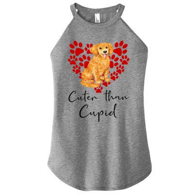 Goldie Dog Cuter Than Cupid Golden Retriever Valentines Day Cute Gift Women's Perfect Tri Rocker Tank