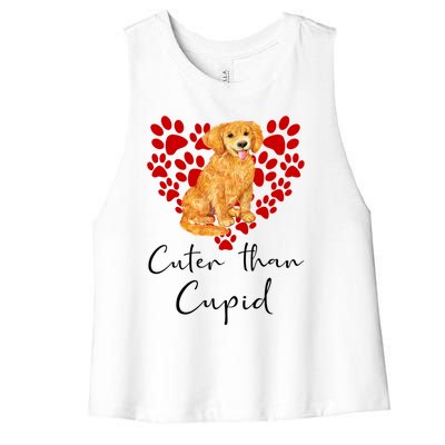 Goldie Dog Cuter Than Cupid Golden Retriever Valentines Day Cute Gift Women's Racerback Cropped Tank