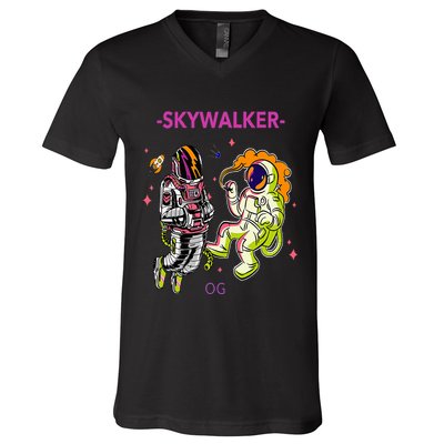 Greatest Dad Cannabis Strain Skywalker Og Weed Design V-Neck T-Shirt