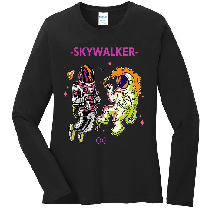 Greatest Dad Cannabis Strain Skywalker Og Weed Design Ladies Long Sleeve Shirt