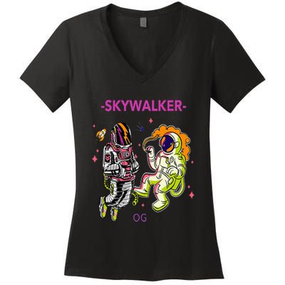 Greatest Dad Cannabis Strain Skywalker Og Weed Design Women's V-Neck T-Shirt