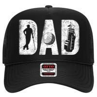 Golfing Dad Classic Bold Font FatherS Day Golf Daddy High Crown Mesh Back Trucker Hat