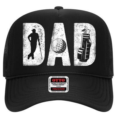 Golfing Dad Classic Bold Font FatherS Day Golf Daddy High Crown Mesh Back Trucker Hat