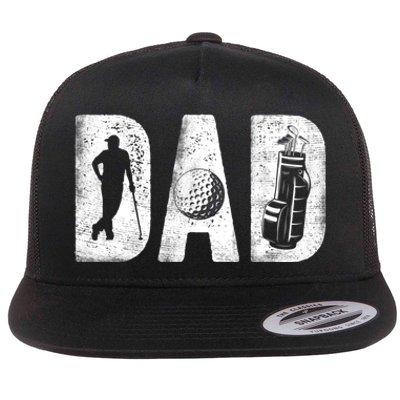 Golfing Dad Classic Bold Font FatherS Day Golf Daddy Flat Bill Trucker Hat