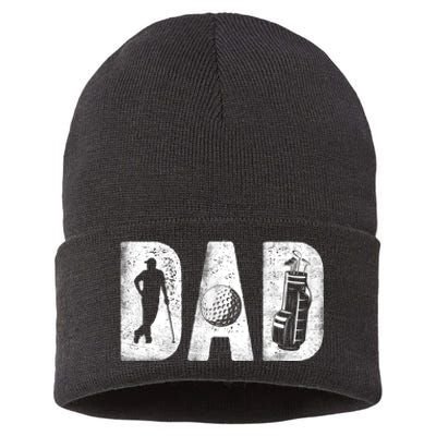 Golfing Dad Classic Bold Font FatherS Day Golf Daddy Sustainable Knit Beanie