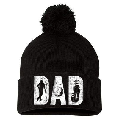 Golfing Dad Classic Bold Font FatherS Day Golf Daddy Pom Pom 12in Knit Beanie