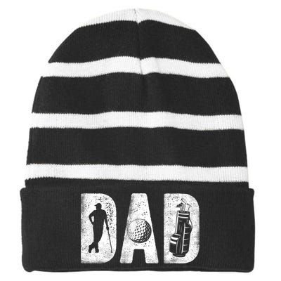 Golfing Dad Classic Bold Font FatherS Day Golf Daddy Striped Beanie with Solid Band