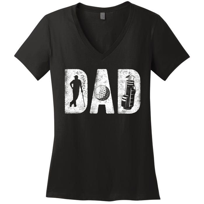 Golfing Dad Classic Bold Font FatherS Day Golf Daddy Women's V-Neck T-Shirt