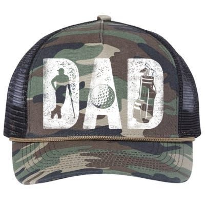 Golfing Dad Classic Bold Font FatherS Day Golf Daddy Retro Rope Trucker Hat Cap