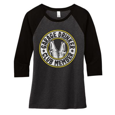 Garage Drinker Club Member Women's Tri-Blend 3/4-Sleeve Raglan Shirt