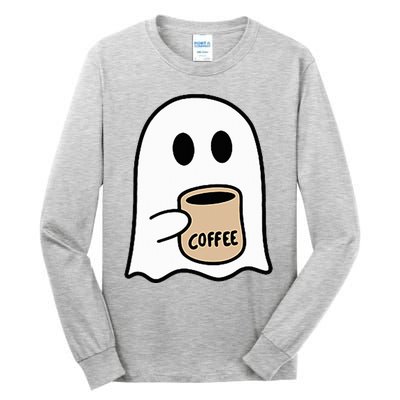 Ghost Drinking Coffee Funny Halloween Costume Tall Long Sleeve T-Shirt