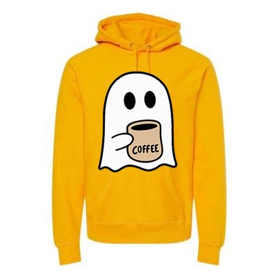 Ghost Drinking Coffee Funny Halloween Costume Premium Hoodie