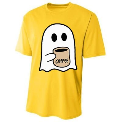 Ghost Drinking Coffee Funny Halloween Costume Performance Sprint T-Shirt