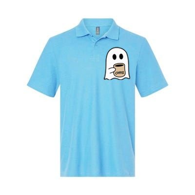 Ghost Drinking Coffee Funny Halloween Costume Softstyle Adult Sport Polo