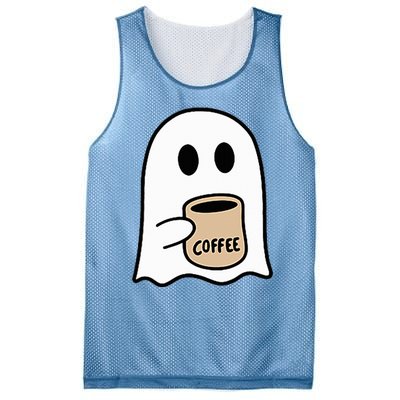 Ghost Drinking Coffee Funny Halloween Costume Mesh Reversible Basketball Jersey Tank