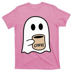 Ghost Drinking Coffee Funny Halloween Costume T-Shirt