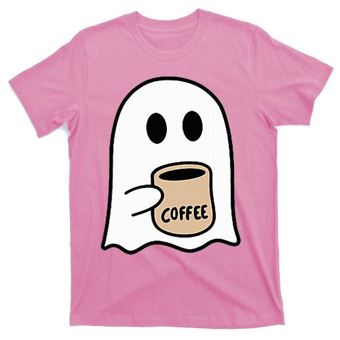 Ghost Drinking Coffee Funny Halloween Costume T-Shirt