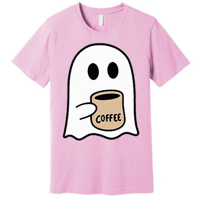 Ghost Drinking Coffee Funny Halloween Costume Premium T-Shirt