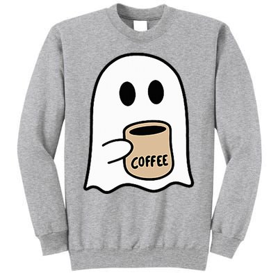 Ghost Drinking Coffee Funny Halloween Costume Tall Sweatshirt