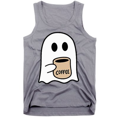 Ghost Drinking Coffee Funny Halloween Costume Tank Top