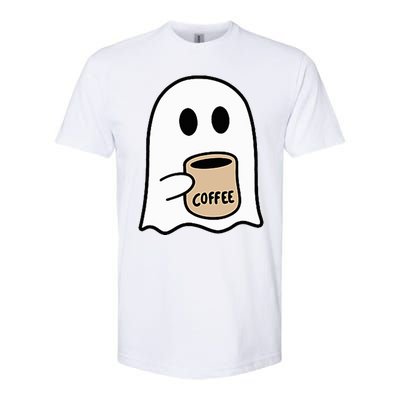 Ghost Drinking Coffee Funny Halloween Costume Softstyle CVC T-Shirt