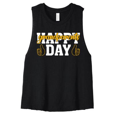 Grandparents Day Celebration Print Women's Racerback Cropped Tank