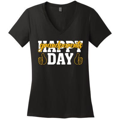 Grandparents Day Celebration Print Women's V-Neck T-Shirt