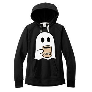 Ghost Drinking Coffee Funny Halloween Costume Coffee Lover Women's Fleece Hoodie