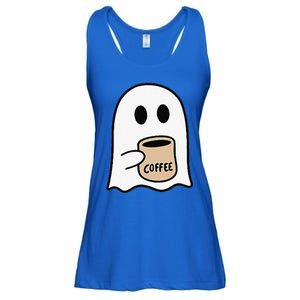 Ghost Drinking Coffee Funny Halloween Costume Coffee Lover Ladies Essential Flowy Tank