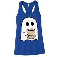 Ghost Drinking Coffee Funny Halloween Costume Coffee Lover Women's Racerback Tank