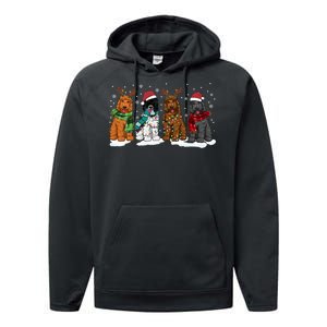 Goldendoodle Dogs Christmas Lights Golden Doodle Dog Xmas Pj Performance Fleece Hoodie