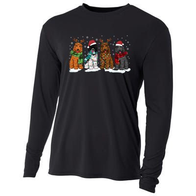 Goldendoodle Dogs Christmas Lights Golden Doodle Dog Xmas Pj Cooling Performance Long Sleeve Crew