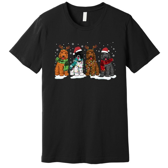 Goldendoodle Dogs Christmas Lights Golden Doodle Dog Xmas Pj Premium T-Shirt