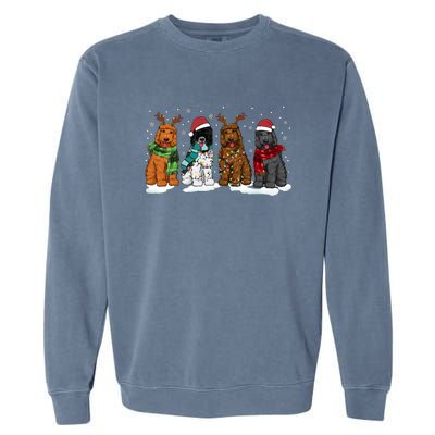 Goldendoodle Dogs Christmas Lights Golden Doodle Dog Xmas Pj Garment-Dyed Sweatshirt