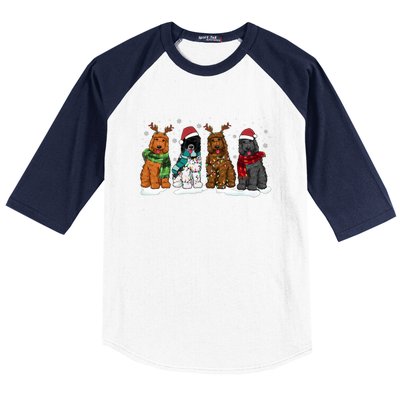 Goldendoodle Dogs Christmas Lights Golden Doodle Dog Xmas Pj Baseball Sleeve Shirt