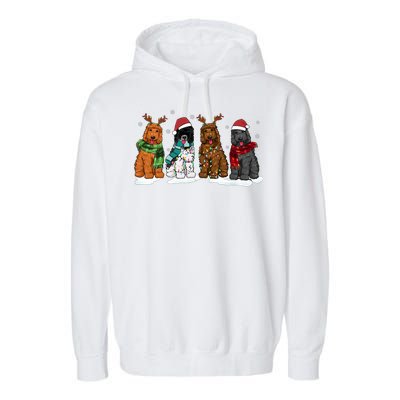 Goldendoodle Dogs Christmas Lights Golden Doodle Dog Xmas Pj Garment-Dyed Fleece Hoodie