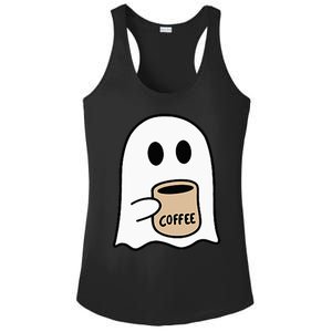 Ghost Drinking Coffee Funny Halloween Costume Coffee Lover Ladies PosiCharge Competitor Racerback Tank