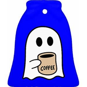 Ghost Drinking Coffee Funny Halloween Costume Coffee Lover Ceramic Bell Ornament