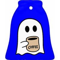 Ghost Drinking Coffee Funny Halloween Costume Coffee Lover Ceramic Bell Ornament