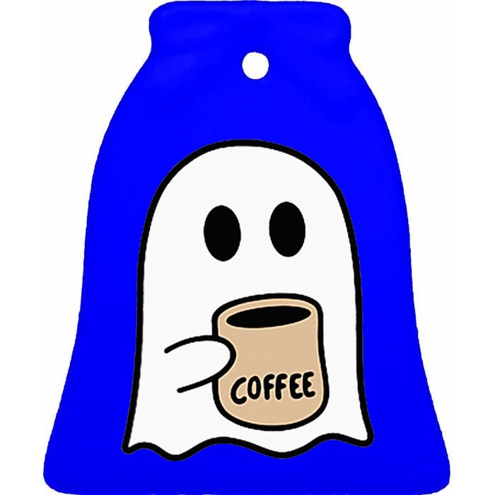 Ghost Drinking Coffee Funny Halloween Costume Coffee Lover Ceramic Bell Ornament