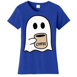 Ghost Drinking Coffee Funny Halloween Costume Coffee Lover Women's T-Shirt