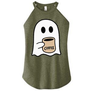 Ghost Drinking Coffee Funny Halloween Costume Coffee Lover Women's Perfect Tri Rocker Tank