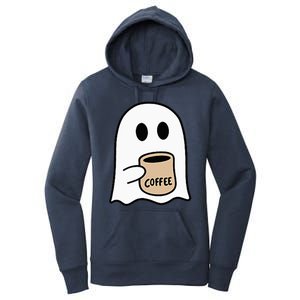 Ghost Drinking Coffee Funny Halloween Costume Coffee Lover Women's Pullover Hoodie