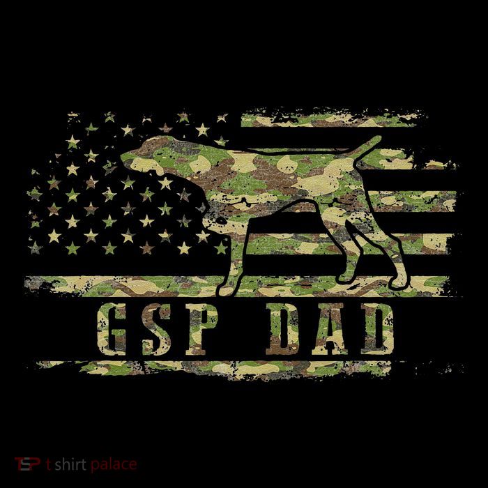 Gsp Dad Camo American Flag German Shorthaired Pointer Dog Flexfit Unipanel Trucker Cap