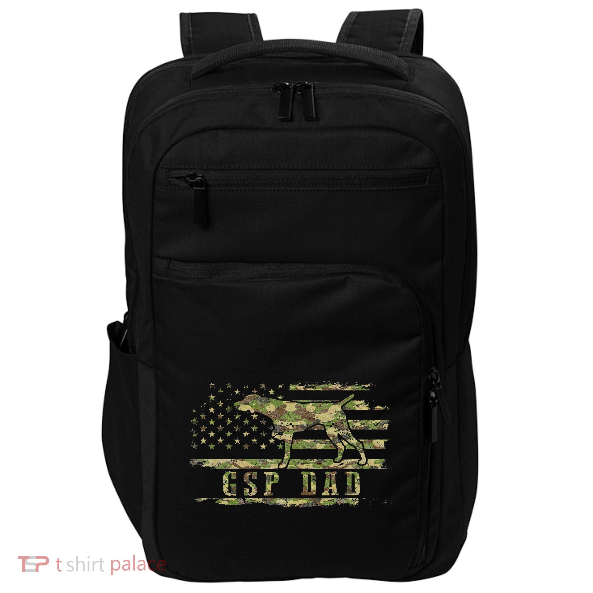 Gsp Dad Camo American Flag German Shorthaired Pointer Dog Impact Tech Backpack