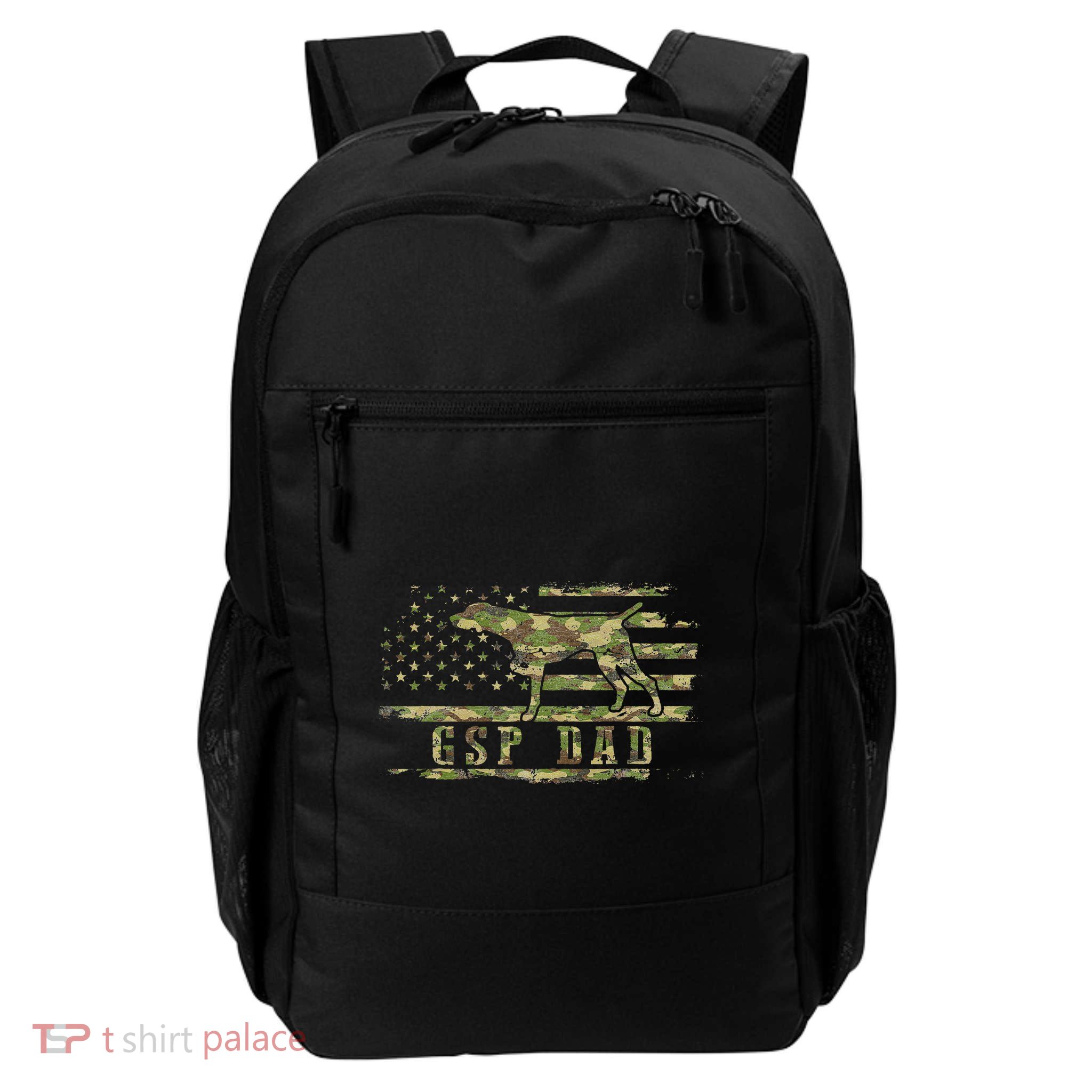 Gsp Dad Camo American Flag German Shorthaired Pointer Dog Backpack