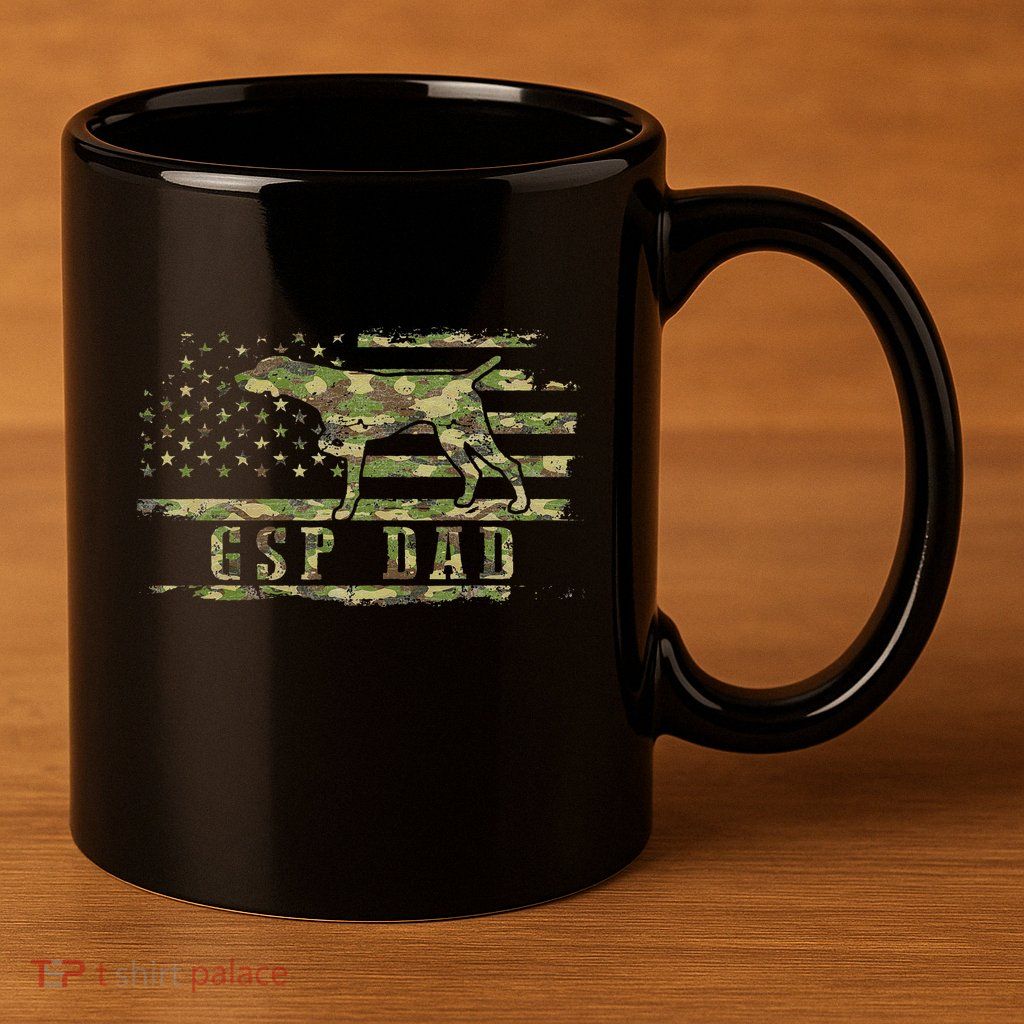 Gsp Dad Camo American Flag German Shorthaired Pointer Dog 11oz C Handle Ceramic Mug