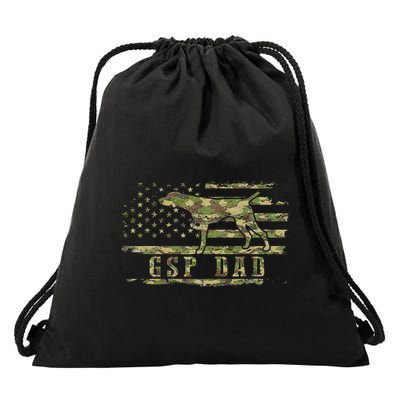Gsp Dad Camo American Flag German Shorthaired Pointer Dog Drawstring Bag