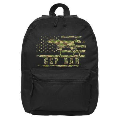 Gsp Dad Camo American Flag German Shorthaired Pointer Dog 16 in Basic Backpack