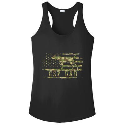 Gsp Dad Camo American Flag German Shorthaired Pointer Dog Ladies PosiCharge Competitor Racerback Tank